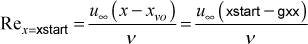starting x Reynolds number
