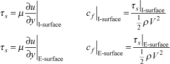 wall shear stress and Fanning cf